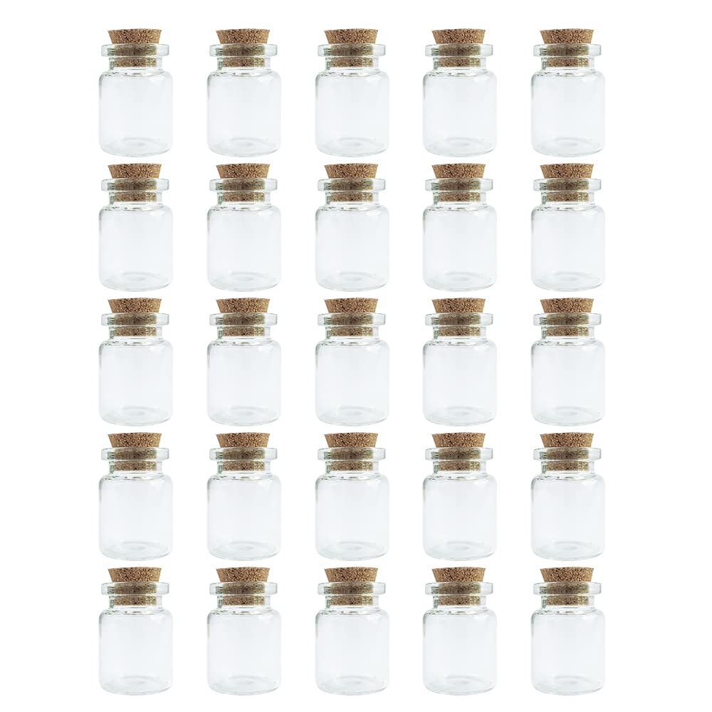 WYAN 25 x 4 ml small glass bottles, mini glass bottles with corks, airtight bottles with corks, as a guest gift, wedding decoration, spice jars