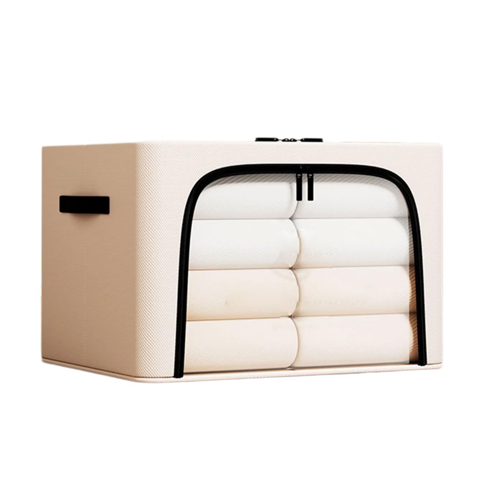 Mekalero Multicolor Stylish Home Storage Bins With Metal Frame Foldable Large Capacity Featuring Lids Clear Window And Sturdy Handles Wardrobes Organizers