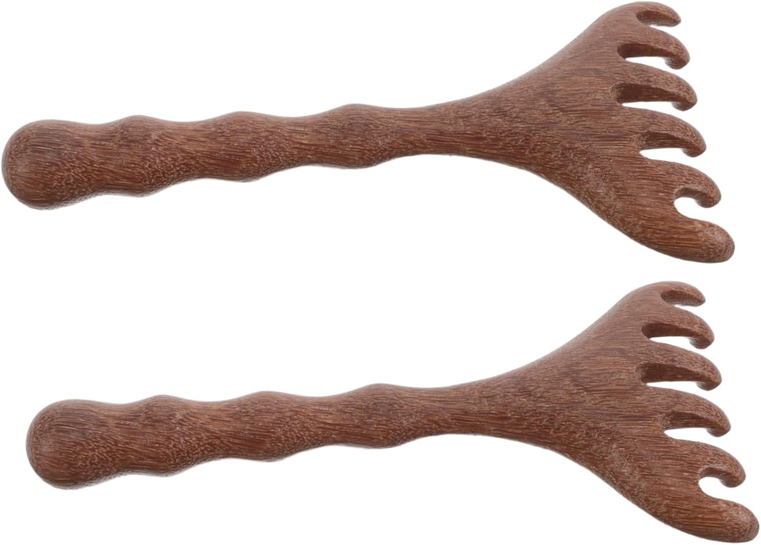 2pcs Natural Wood Gua Sha Scalp Massager Comb Wide Tooth Hair Tool for Head and Neck Relaxation Durable Material for Tension Relief and Scalp Care