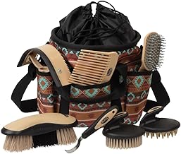 Weaver Leather Horse Grooming Kit, 7-piece Brush Set with Organizer Tote Bag, Equine Care, Horse Track Room Equipment, Grooming Supplies