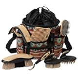 Weaver Equine Horse Grooming Kit, 7-Piece Horse Brush Set with Organizer Tote Bag, Hoof Pick, Comb, Sweat Scraper, Equine Tools for Daily Grooming, Lost Creek