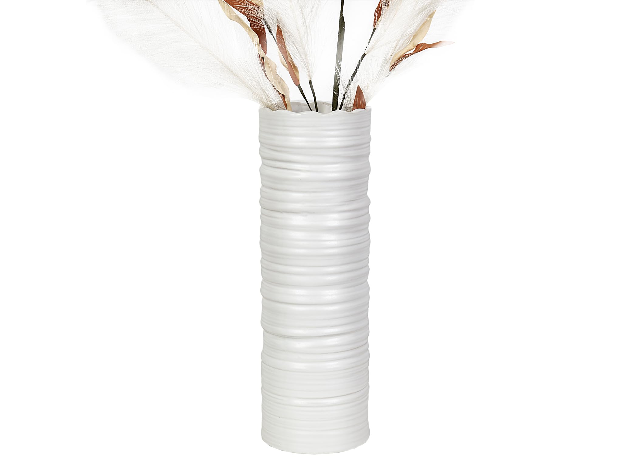 Vase blanc céramique Romimex stable pour vos grandes fleurs 35cm