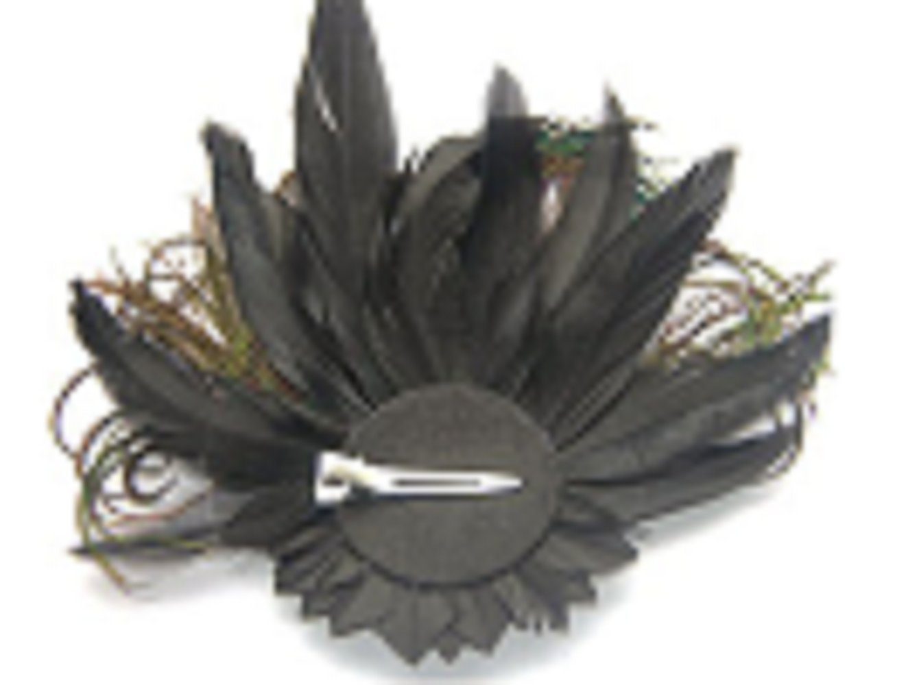 9758 1920s Peacock Feather Hair Clip Black Fascinatir Flapper Gatsby Hair Accessory Fascinator 1920s Flapper Black Green Peacock  main image 4