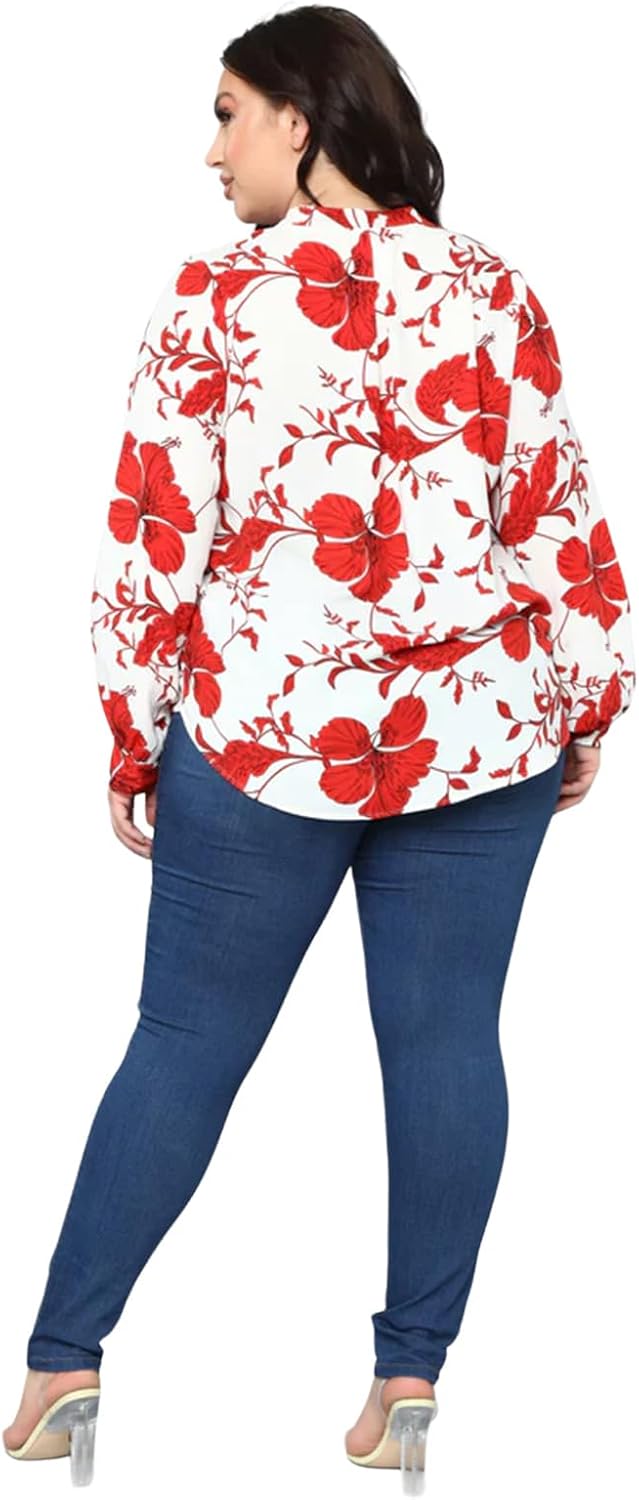 Women's Floral Printed Blouses V Neck Button Down Shirts Casual Long Sleeve Work Blouse Boho Top 2026