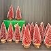 10pcs 4inch Mini Christmas Tree Bottle Brush Trees Chrismas Village Trees Ornaments Mini Plastic Christmas Trees with Wooden Base for Christmas Decoration Miniature Chrismas Tree (Red)