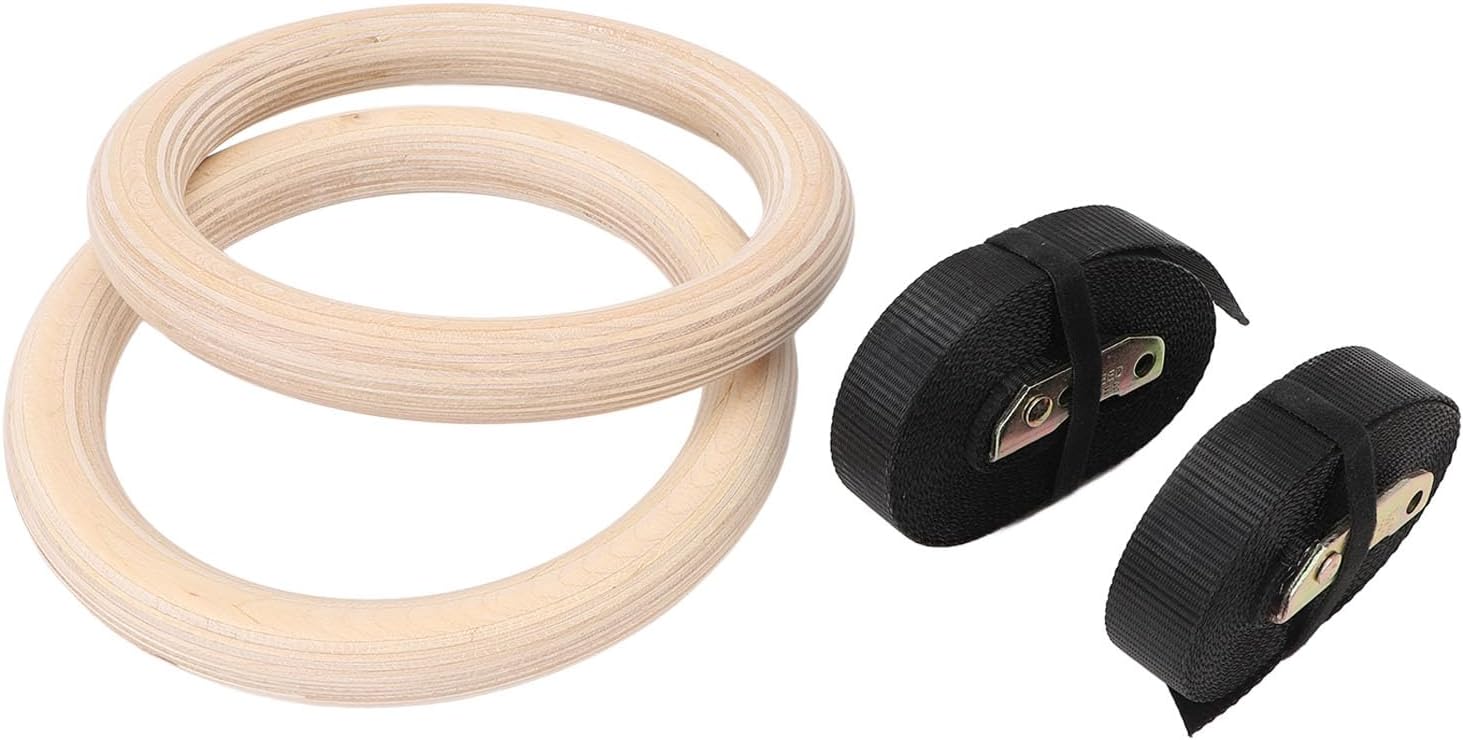 Wooden Gymnastics Rings Birch Pull Up Strength Training Bodyweight Fitness Workout Gym Rings for Outdoor