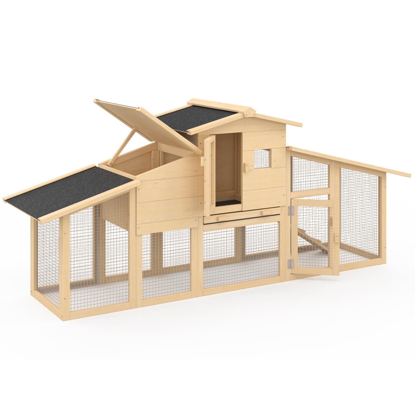 IDMarket – Gallinero VIP con ponderador y conejera doble XXL de madera