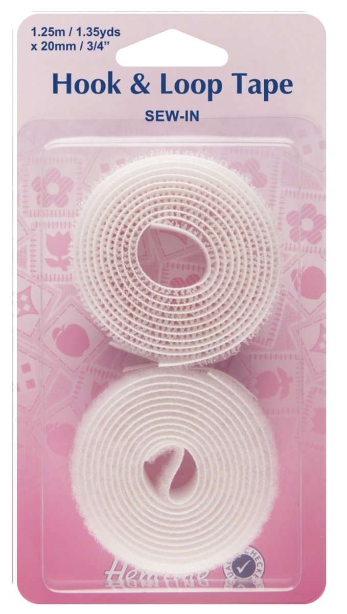 Hemline White Sew On Velcro