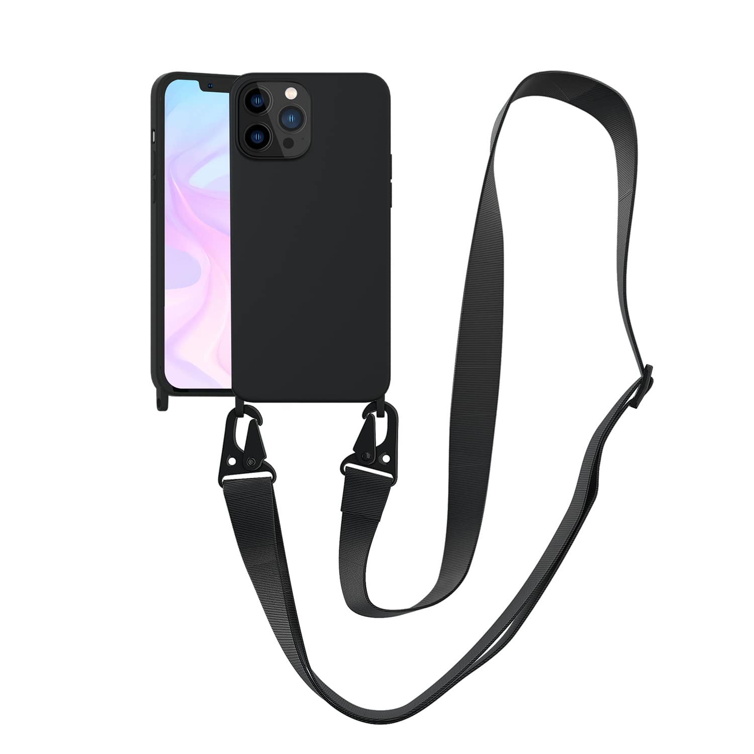 VooDirop Compatible with iPhone 13 Pro Max Case Crossbody Phone Case with Strap Neck Lanyard Adjustable Shockproof Drop Protection Silicone Phone