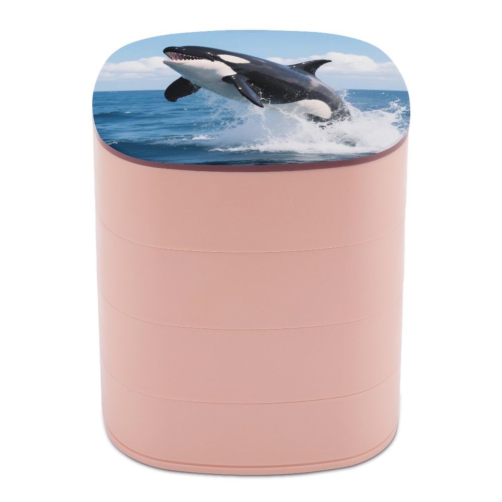 VstaDank Whale Jewelry Box with Mirror 4-Layer Rotating Jewelry Tray Case Portable Jewelry Case Trinket Boxes Trinket Cases Travel Jewelry Organizer Earrings Storage Box