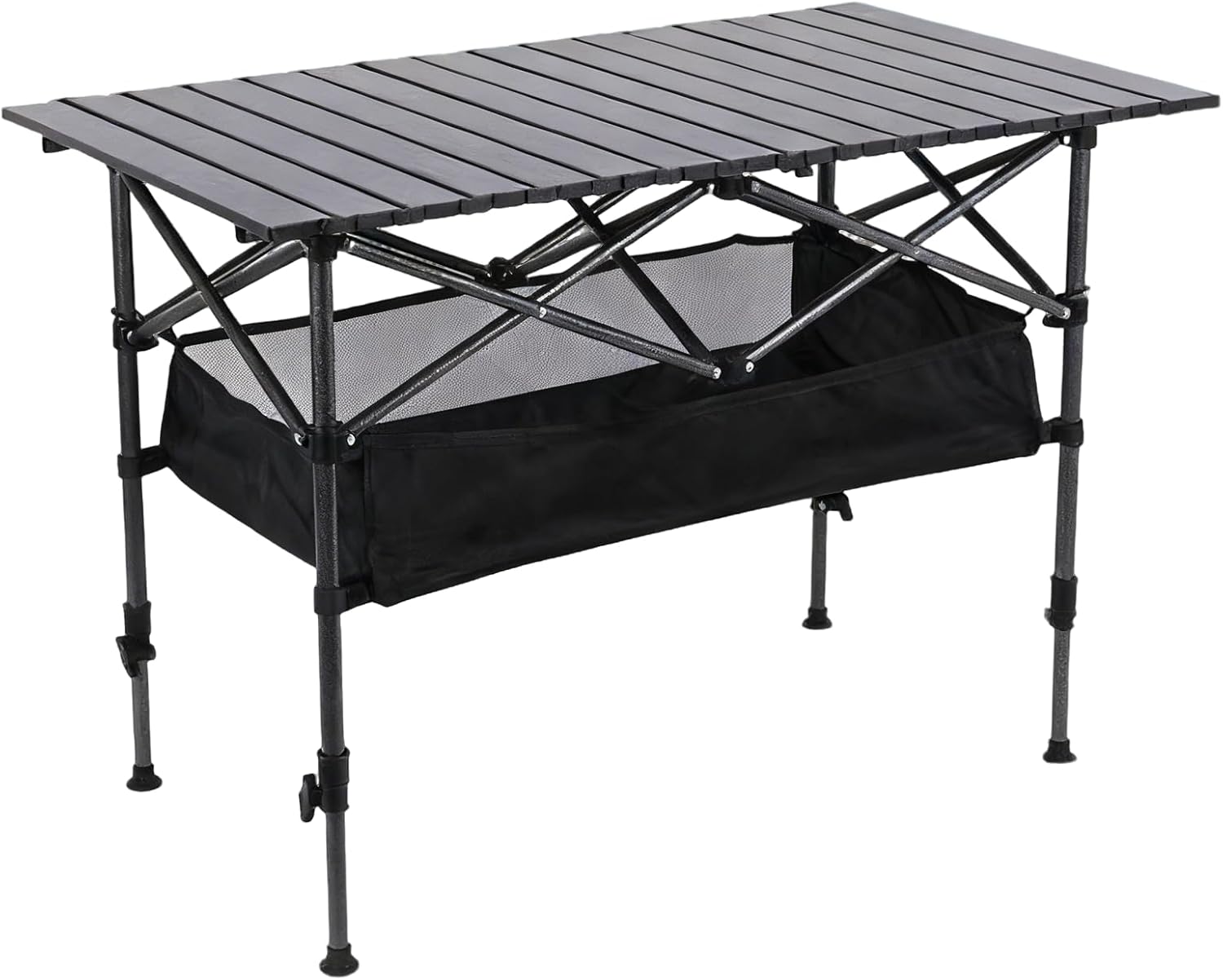 Portable Folding Camping Table, 47.2″ x 21.6″ x 19.6″ roll-up top and Carbon Steel Frame, Lightweight Picnic Table for Outdoor, Beach, Tailgating, BBQ, Travel, with Carrying Bag
