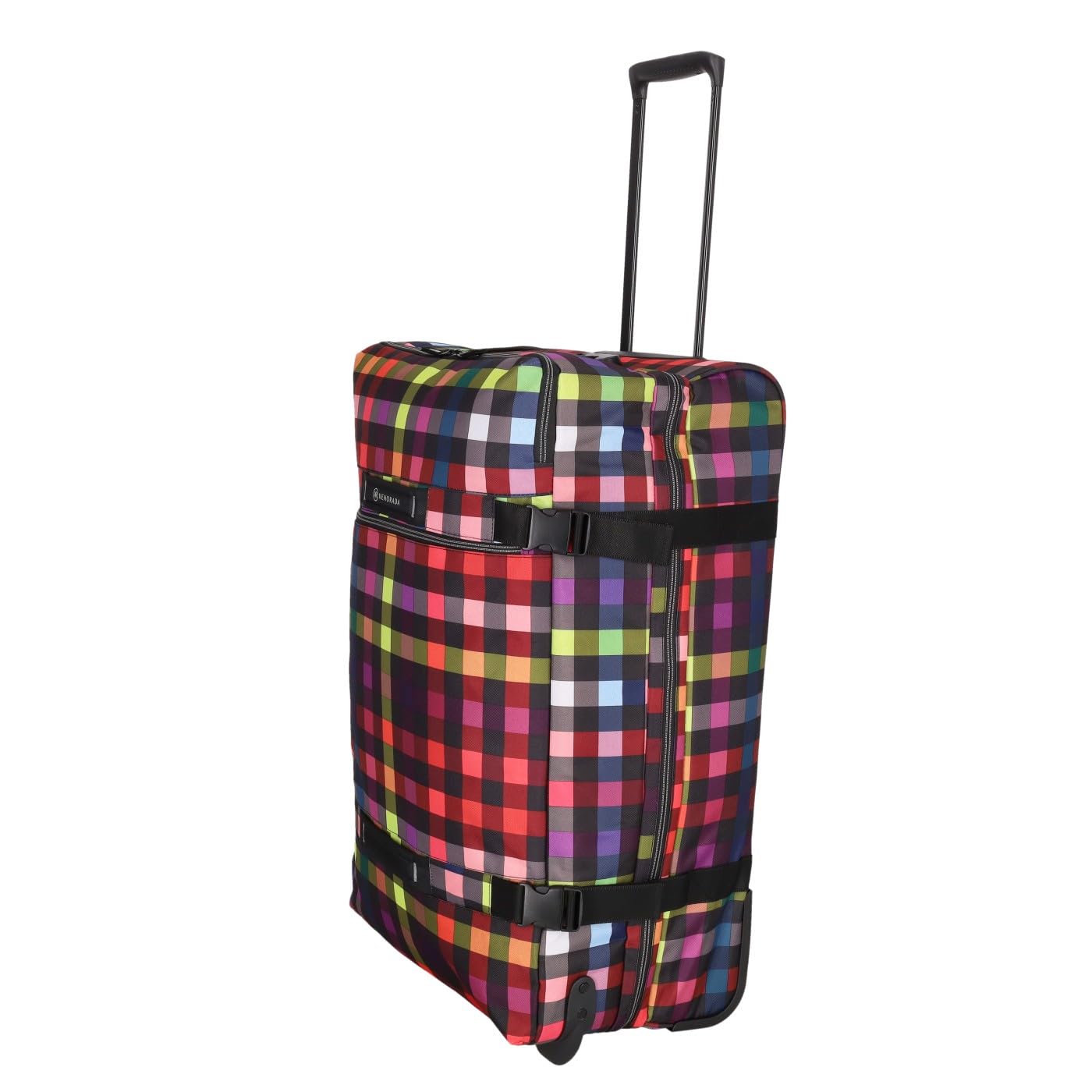 Reisetasche mit Rollen RT31 | große Reisetasche | Rucksackfunktion | praktische Fächer an den Seiten | Abnehmbarer, längenverstellbarer Schultergurt (multicolorcheck, L)