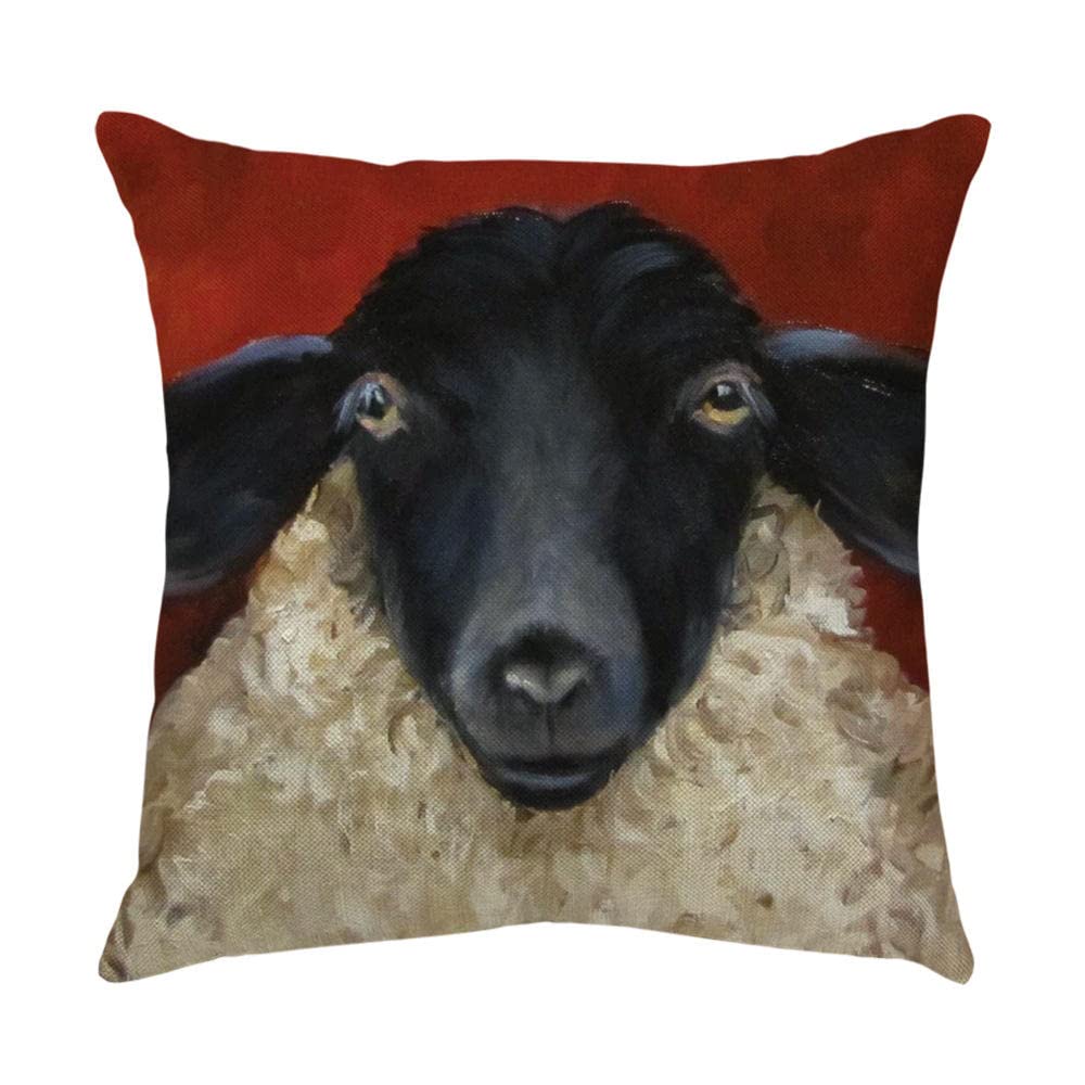 4 Piezas Funda de Almohada 65x65cm Oveja Linda Fundas de Cojín Terciopelo Sencillo y Decorativo para Sofá Camas Dormitorio Coche Lino Cojines Throw Pillow Covers （26x26in）