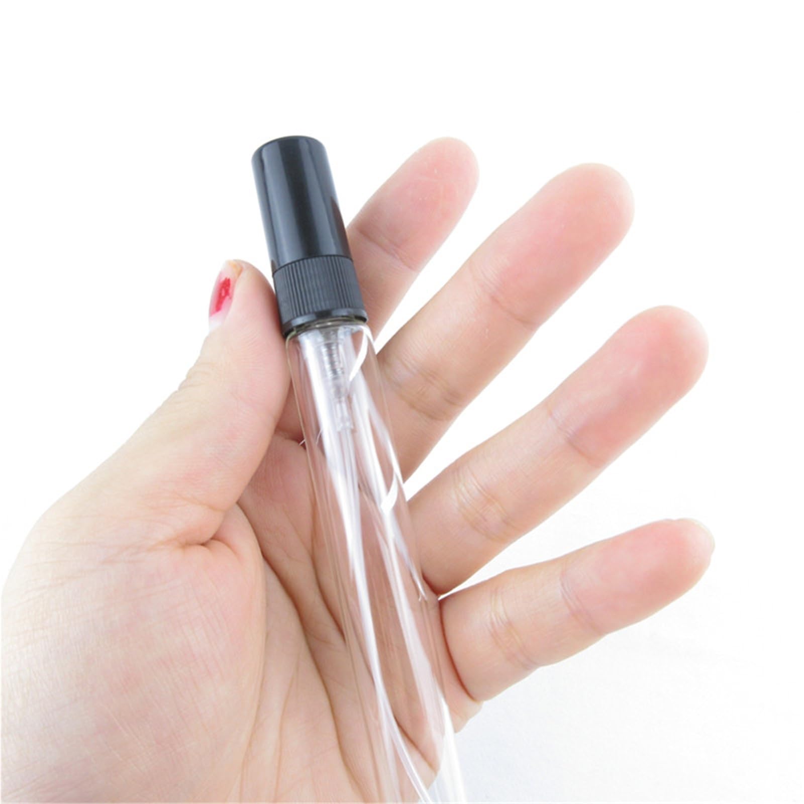 Botes Viaje Frasco de Perfume portátil de Vidrio Negro, vacío, rellenable, Muestra de cosméticos, Viales de Vidrio Fino.(Clear,10ML_100PCS)
