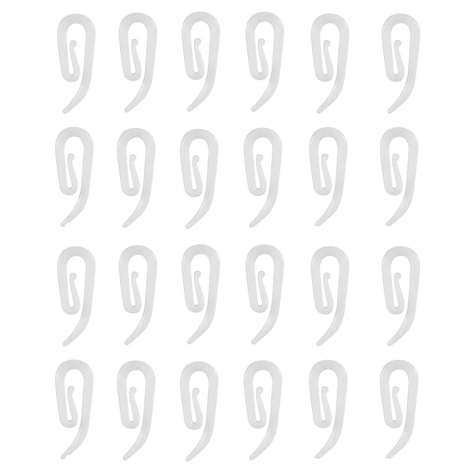 Gqunit White Curtain Hooks Plastic Pack Of 24, 3.3X1.3cm,Shower Curtain Hooks Premium Drapery Hooks For Windows
