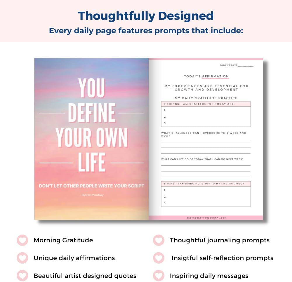 Gratitude Journal For Women - Guided Daily Journals For Self Care , Health , Wellness , Discovery , Mindfulness , With Personal Reflection Prompts , Positive Quotes & Affirmations