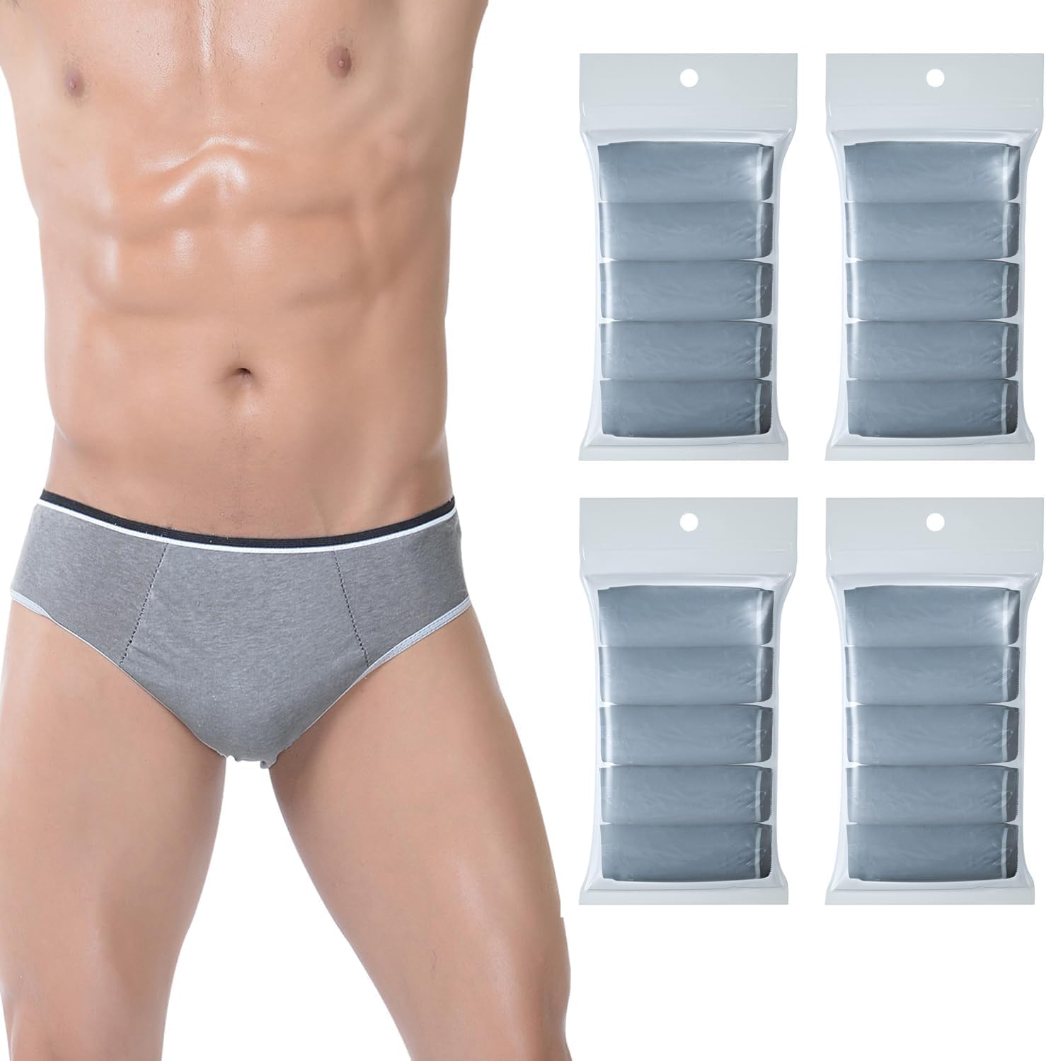 20 Packs Mens Cotton Disposable Underwear Panties Portable Briefs for Travel Fitness Hotel Spa Hospital Stays (XXL)