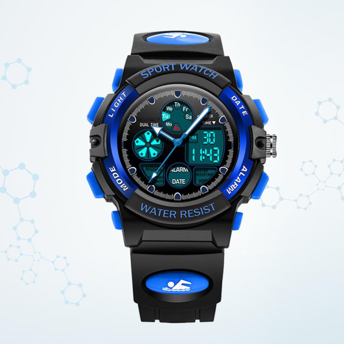 GALPADA Digital Watch 30m Rubber Wristwatch Waterproof