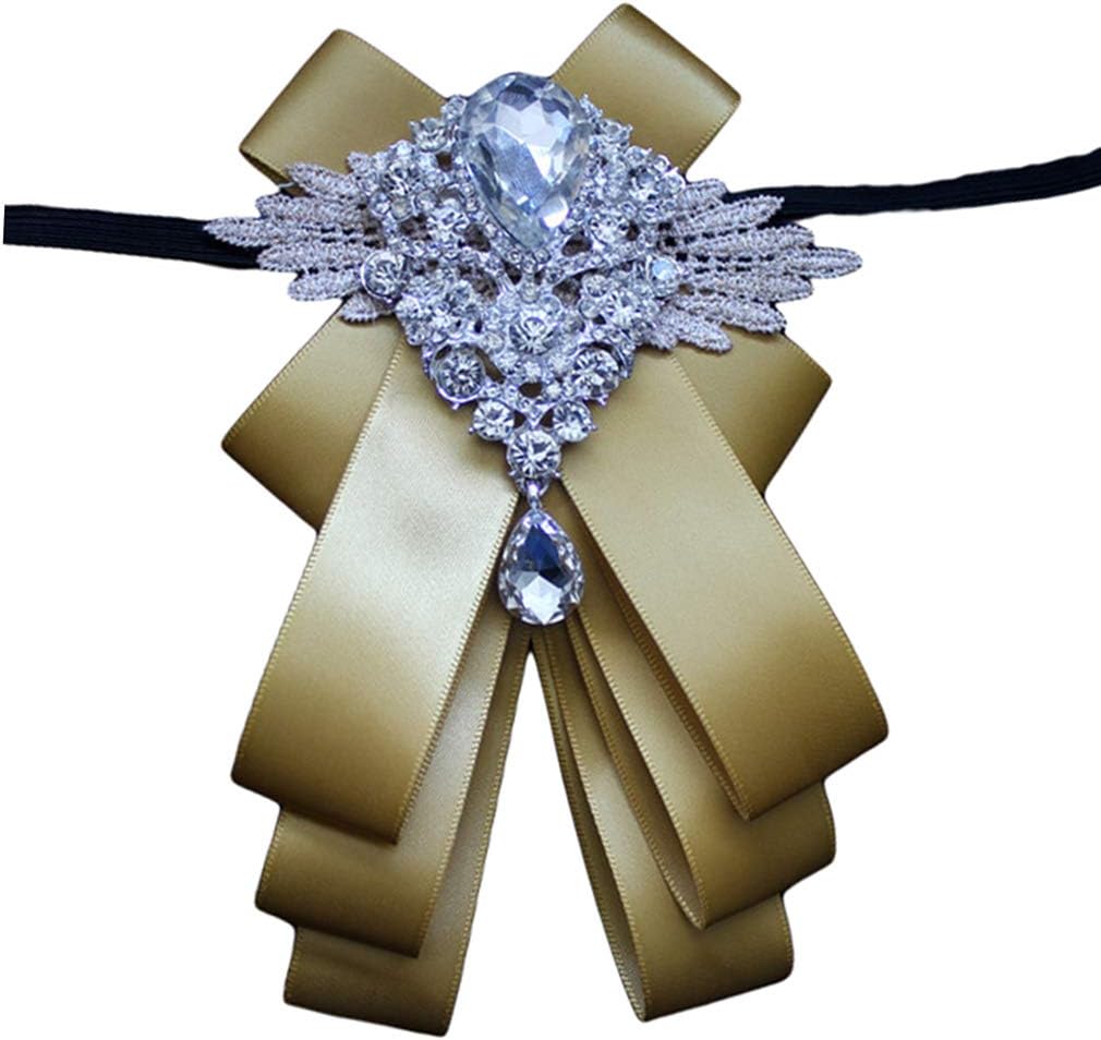 Men's Silk Solid Pre-Tied Bow Tie Luxury Decorative Crystal Wedding Suit