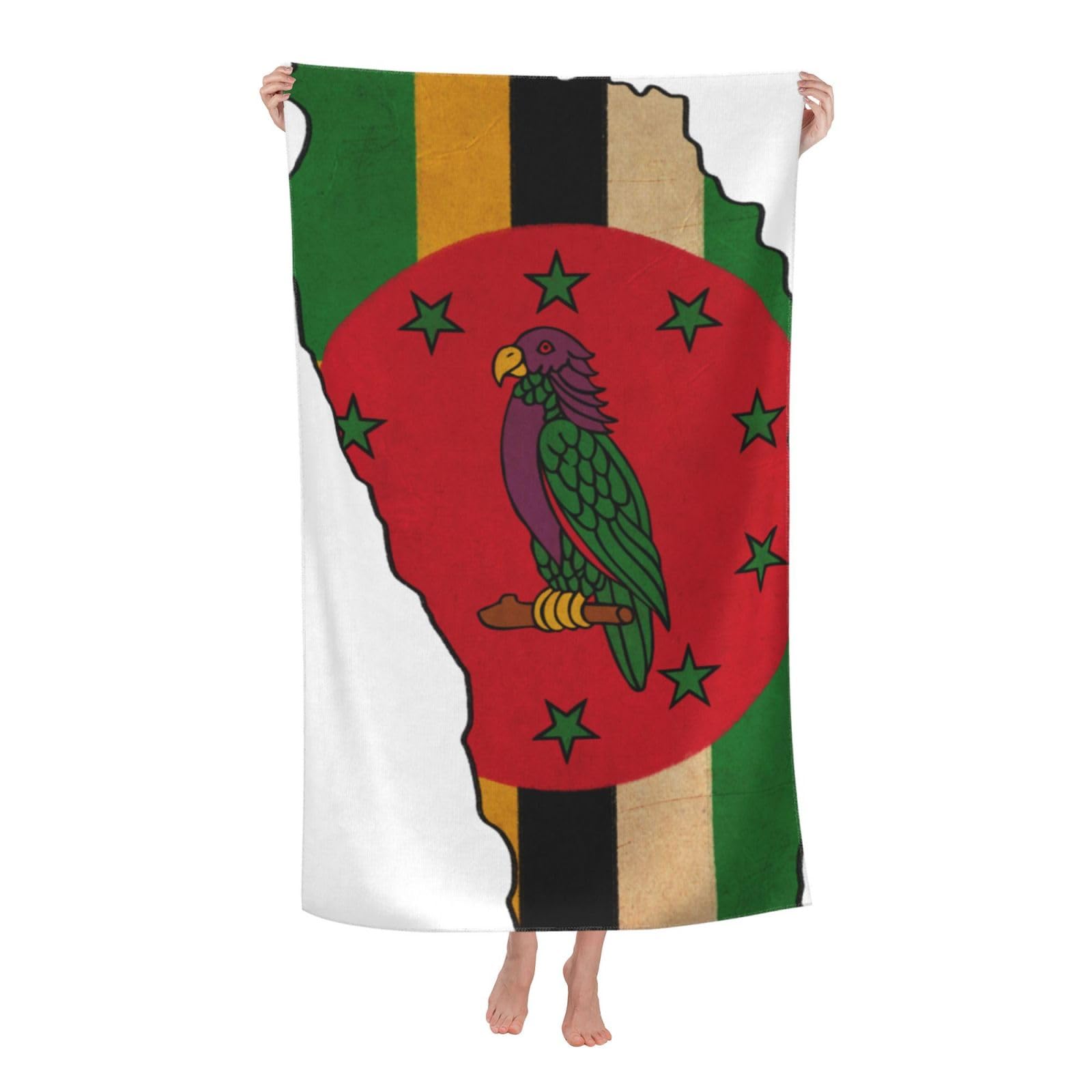 LSRCPD Beach Towel Dominica Map Flag Microfiber Beach Towels Blanket Oversized Tropical Big Extra Large XL Pool Towels Quick Dry Sandproof for Women Girls Kids