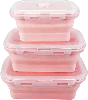 Foldable Meal Preps Container with Sealed Lid Dishwasher Safe Space Saving Design Meal Box for Work Gym Hiking Collapsing Square Food Storage Box