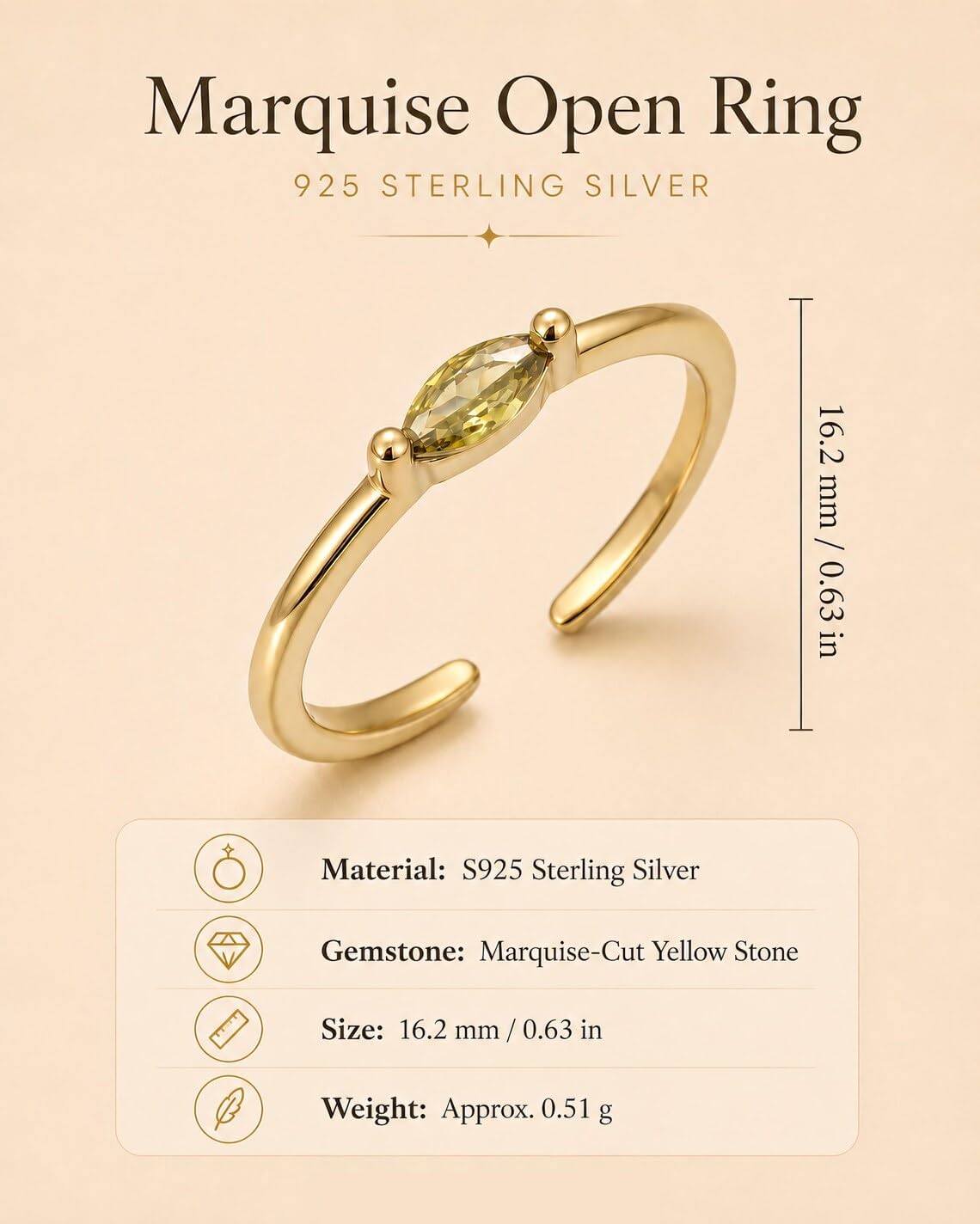 Gold Green Stone Toe Ring for Women, Summer Beach Foot Jewelry | 925 Sterling Silver Marquise Gemstone Open Toe Ring, Fashion Jewelry, Gift for Her