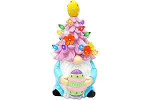 Lighted Easter Ceramic Tree Embellished with Gnomes and Bunnies