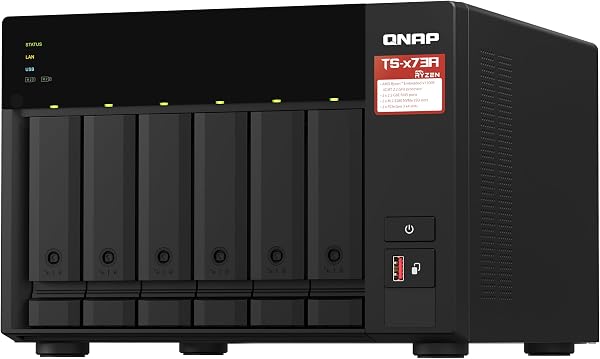QNAP TS-x73A-8G + QSW-1105-5T bundle: AMD Ryzen 2.2 GHz quad-core 2.5GbE NAS with M.2 NVMe SSD support and PCIe expansion for 10GbE, paired with a 2.5G switch (TS-673A-SW5T) - 5