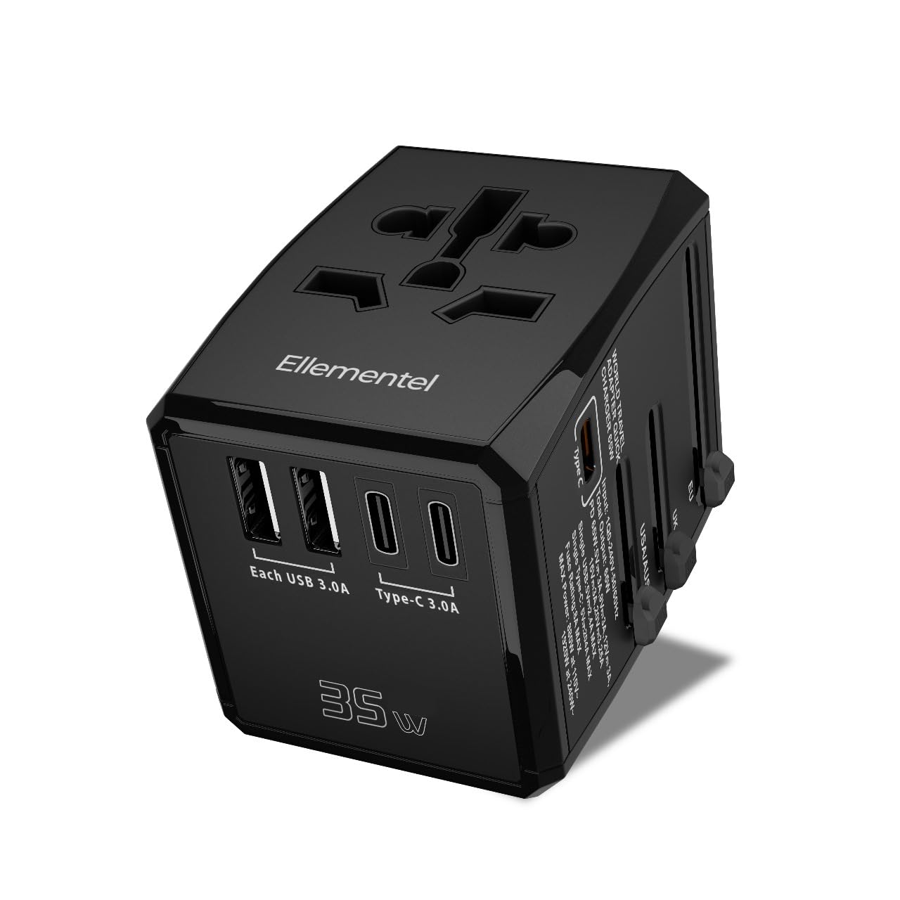 Universal Travel Adapter, High Speed 2.4A 3 Type-C & 2 USB-A Ports Wall Charger - Fast Charging International Plug Adaptor for Electronic Devices Worldwide USA, UK, EU AUS