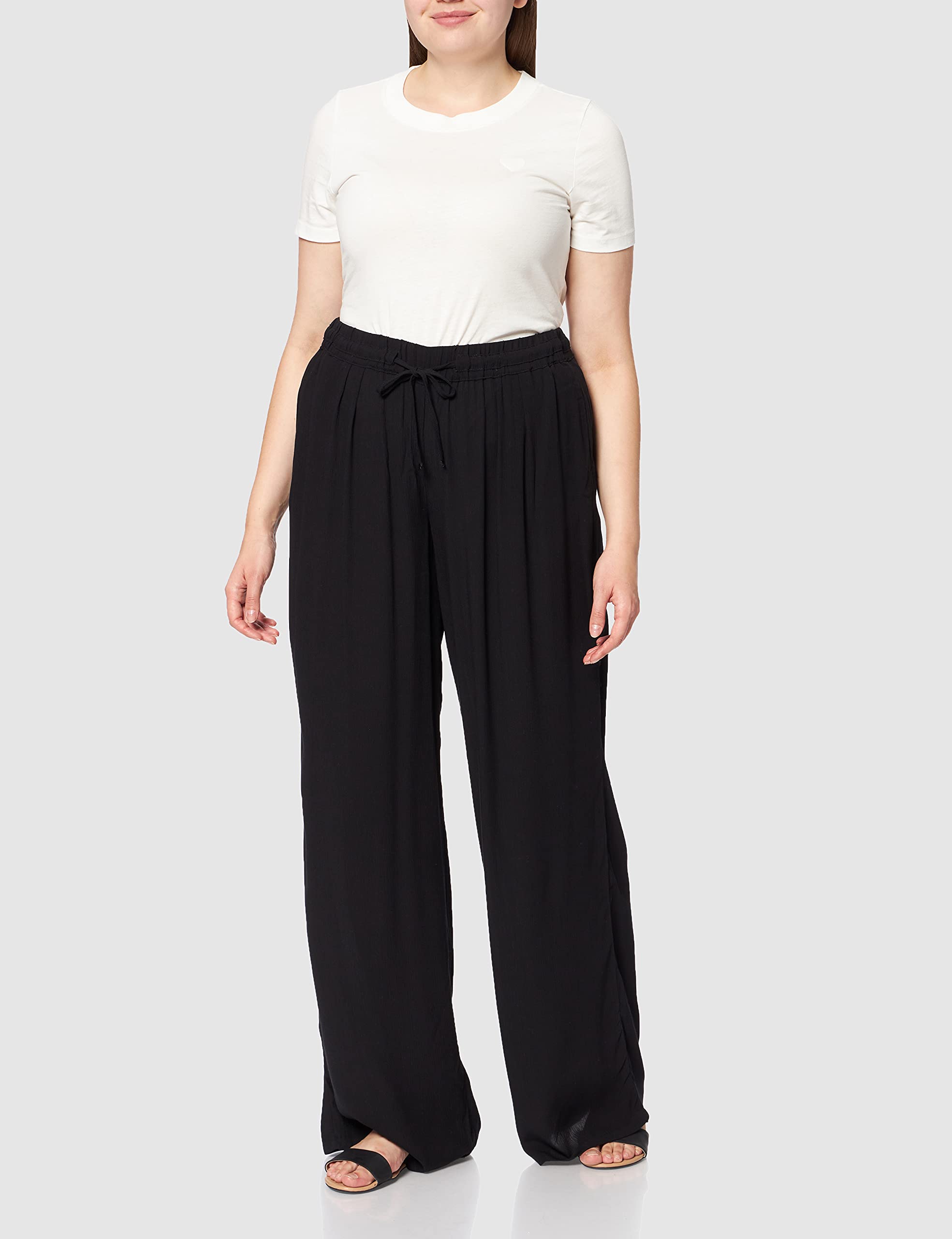Ulla Popken Damen große Größen Übergrößen Plus Size Hose Rose, weites Bein, Elastikbund, Tunnelzug, Viskose 709944