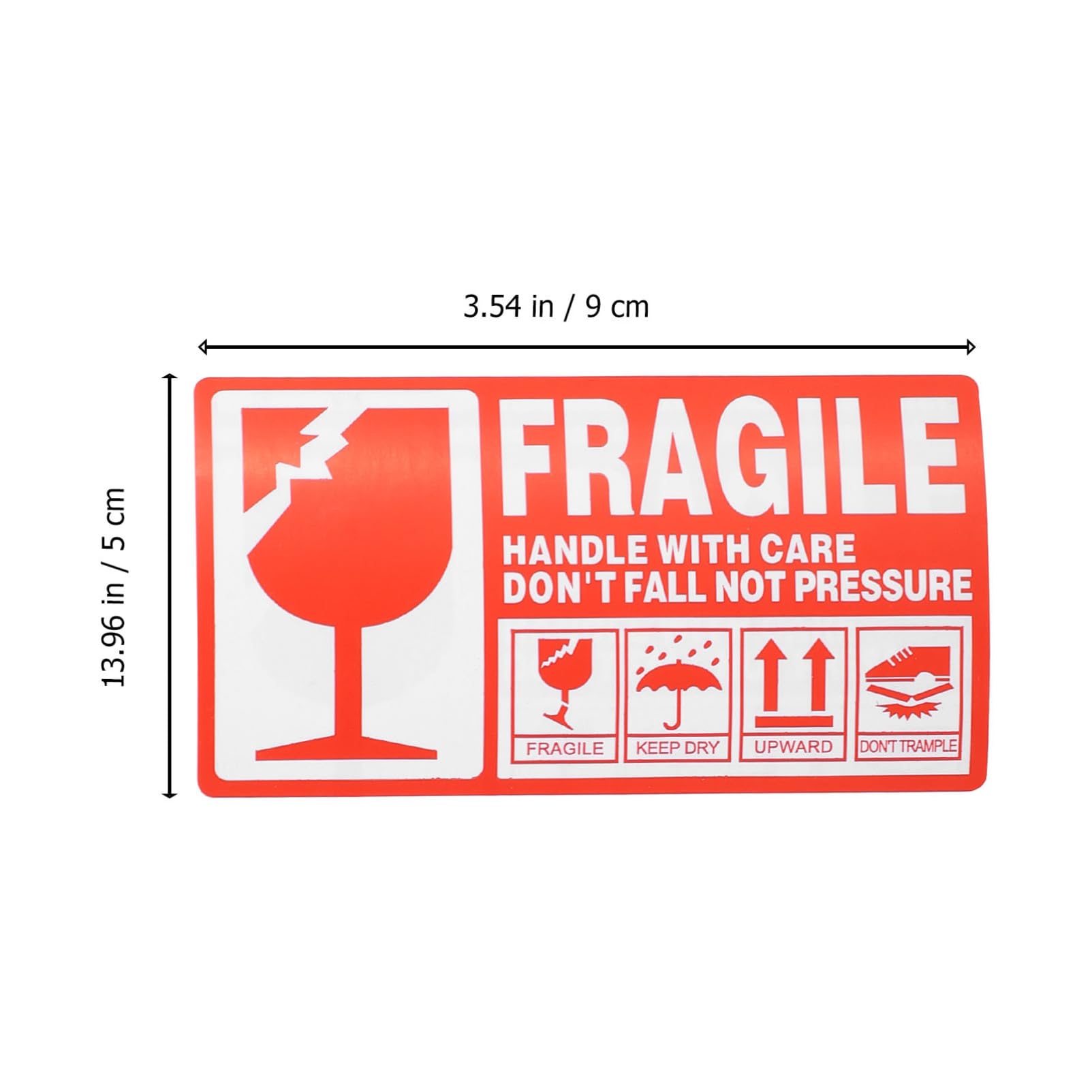 FUNOMOCYA 1000ct Handle Care Fragile Stickers Red White Warning Labels for Shipping Packing No Tape Required