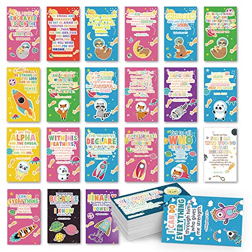 Affirmation Bible Verse Cards for Kids, 2"X3.5" Build Faith Scripture & Prayer Cards, 60pcs, Bible Study Religious Spiritual for Childrens, Positivity Encouragement Inspirational Christian Gifts