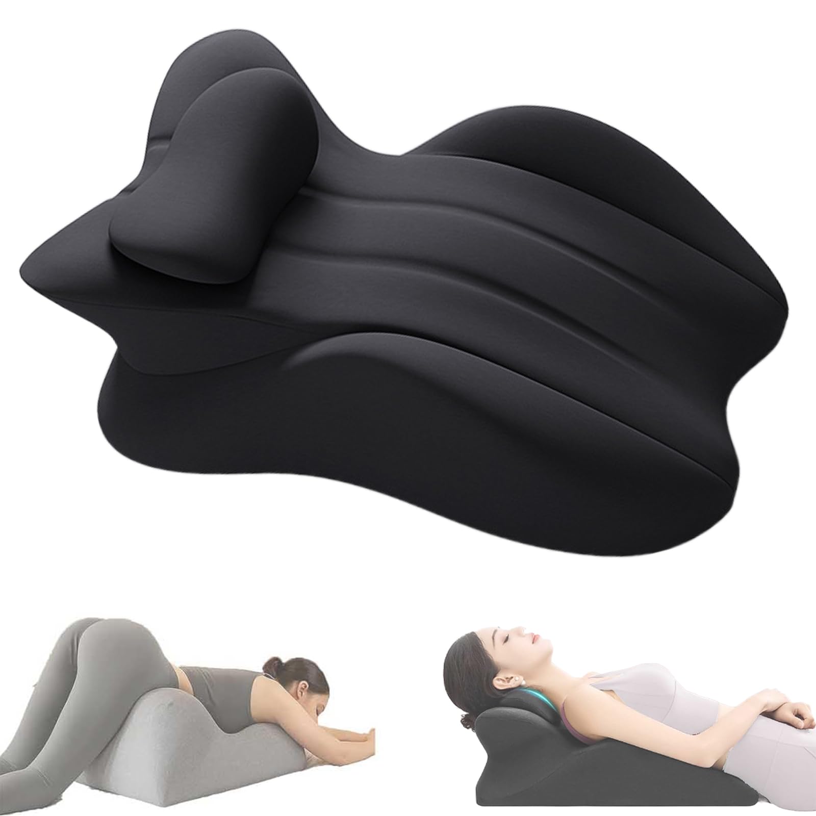 Almohada ergonómica de espuma viscoelástica para parejas, diseño de ángulo de 27°, ideal para dormir de espalda espinal, mejora la comodidad y la conexión