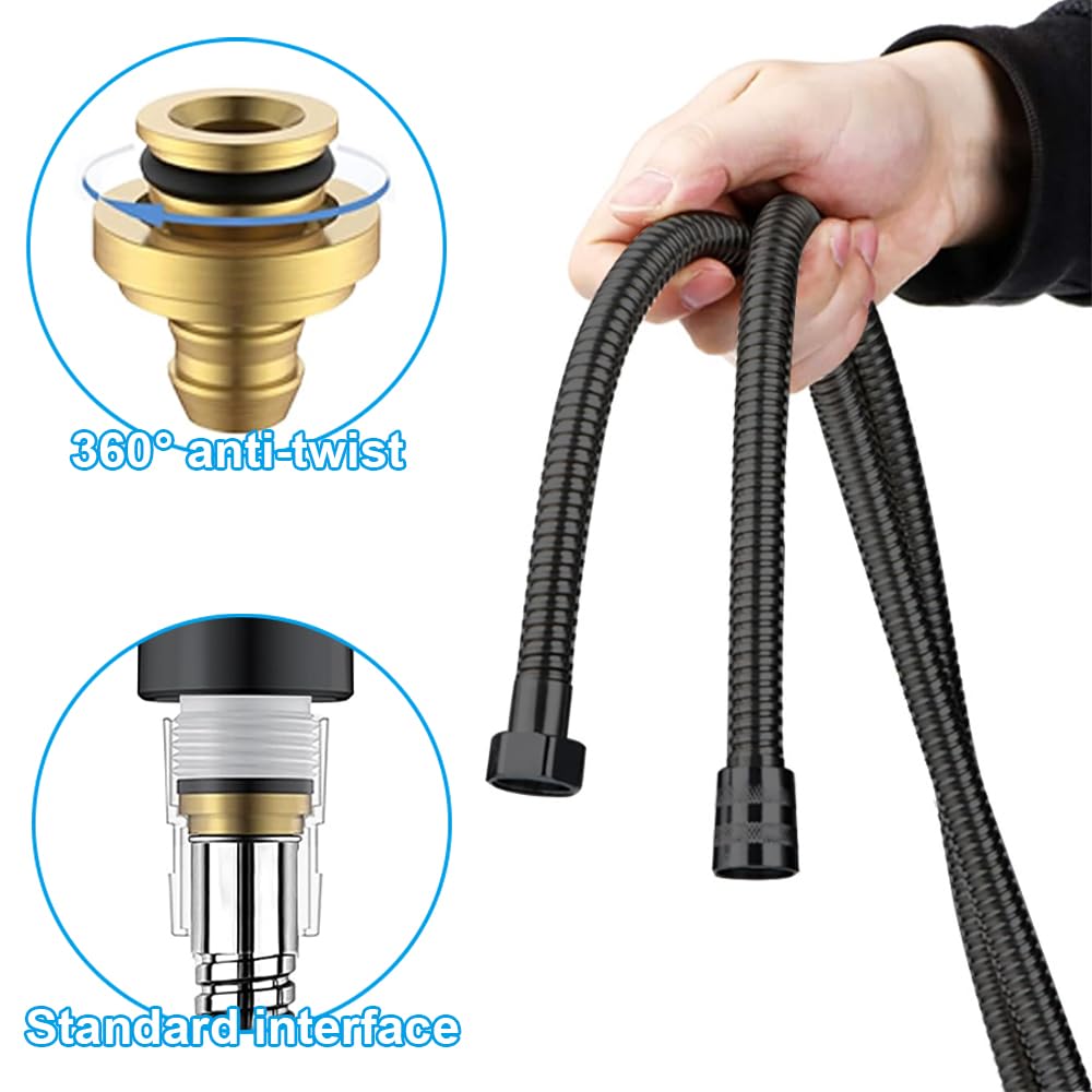 Premium Stainless Steel Shower Hose - 2m Leakproof and Anti-Kink Replacement Hose (Black) - Image 3