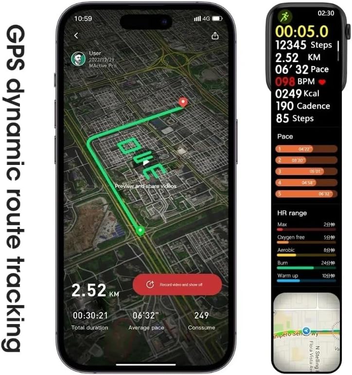 Smartwatch GPS dynamic route tracking
