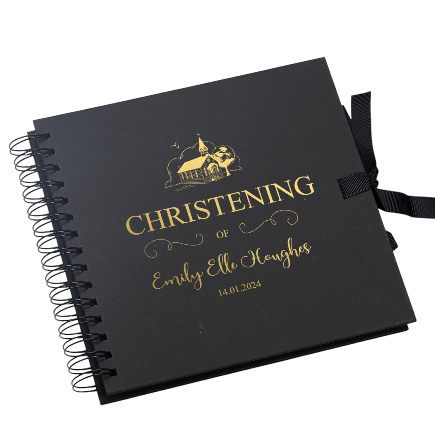 Personalised Christening Day Multiple Colour Scrapbook Photo album Guestbook (Black)