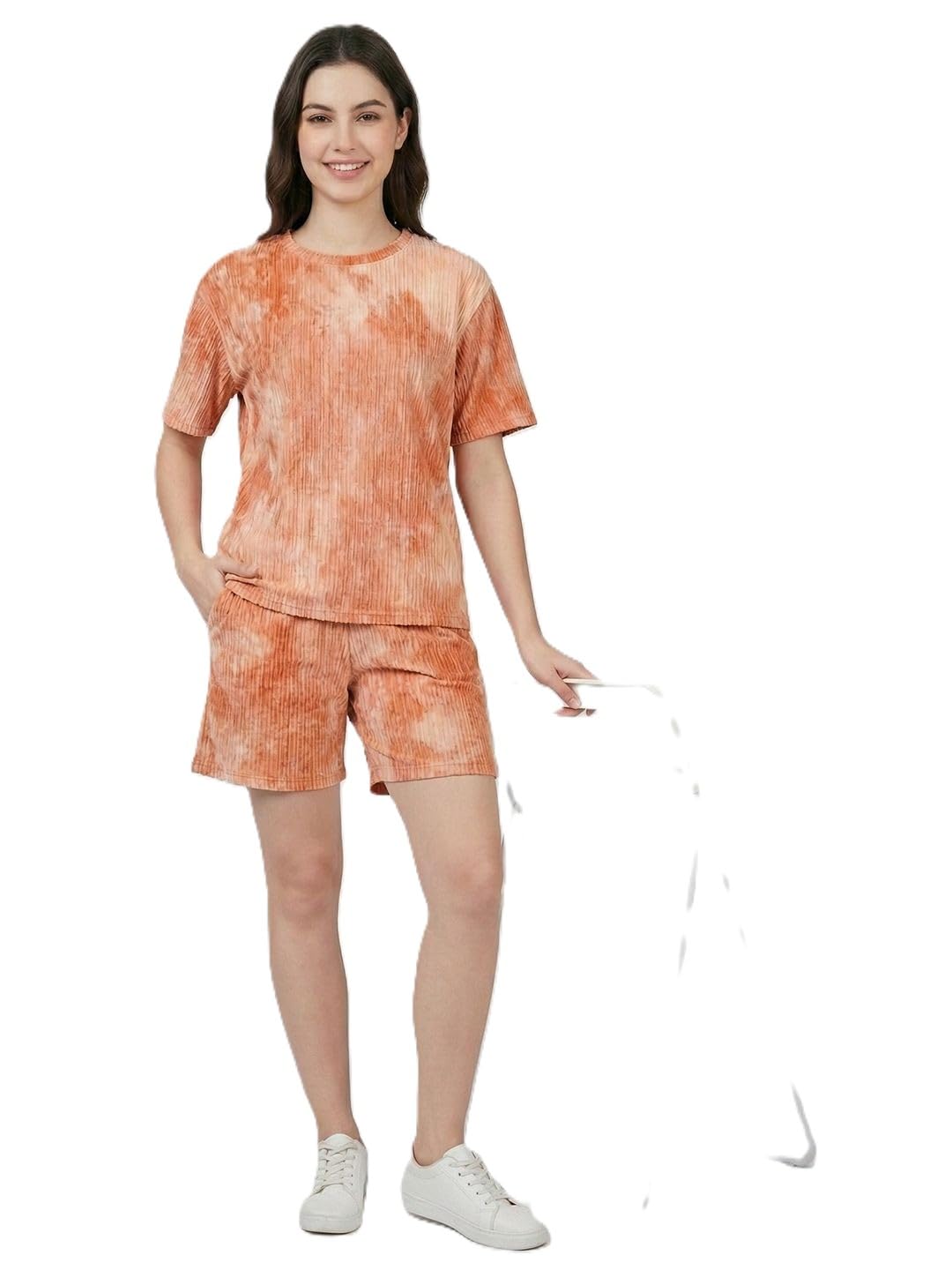 lugo Women Night Suit| Tie Dye in Mix Rainbow Color T-Shirt and Shorts Pajama Set | Soft Sleepwear, Comfortable Loungewear, Home Wear, Summer Nightwear for Women-picture-28