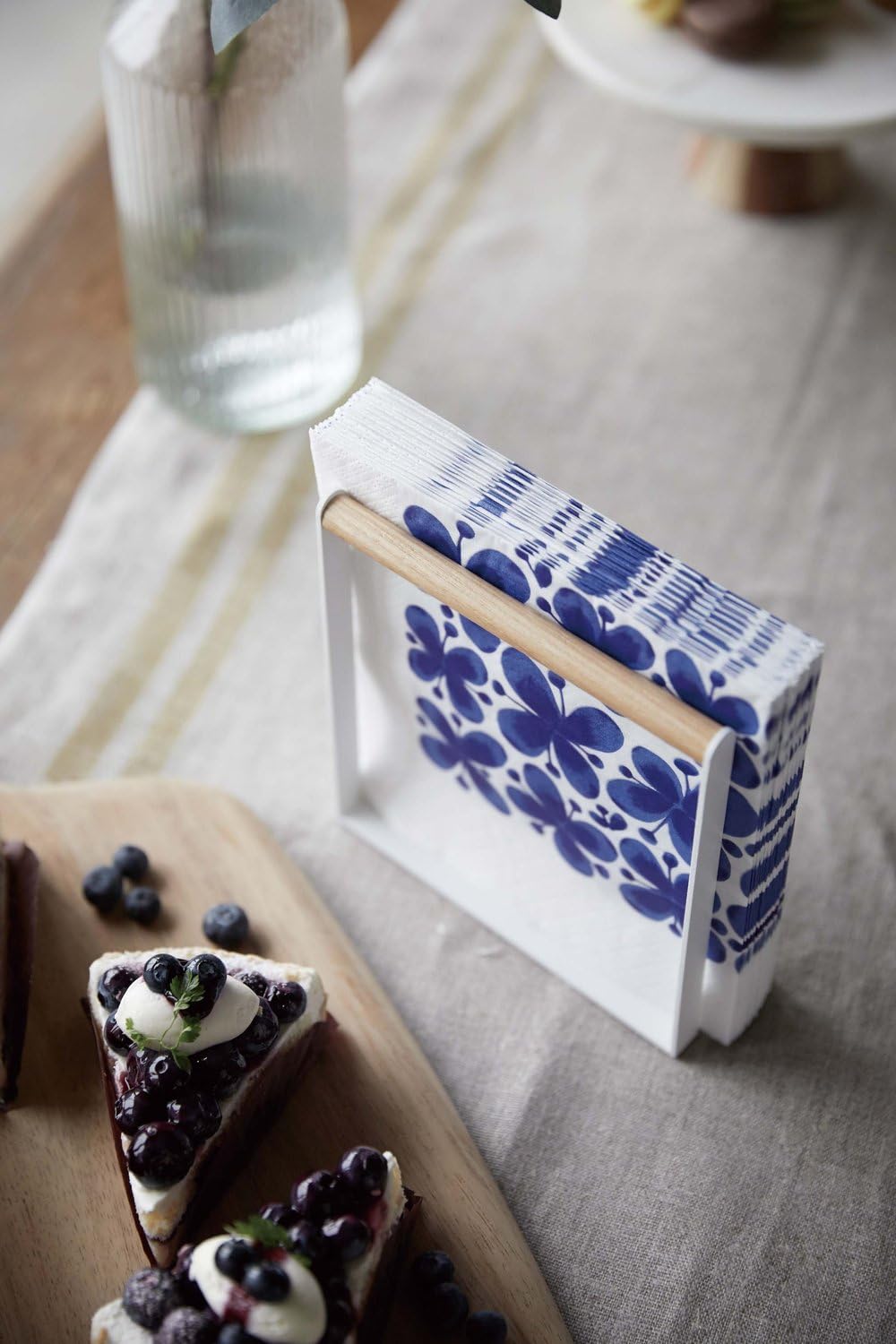 White and Wood Modern Napkin Holder
