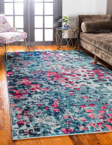 Unique Loom Jardin Collection Vibrant Abstract Blue Area Rug (3' 3 x 5' 3)