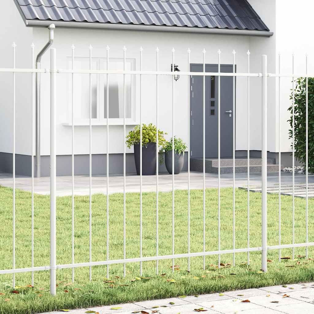 Ogrodzenie ogrodowe, białe, 11,9 x 1,5 m, stal malowana proszkowo, trwałe, odporne na promieniowanie UV i wodę, przemysłowe wzornictwo, do ogrodu i na taras, łatwa pielęgnacja