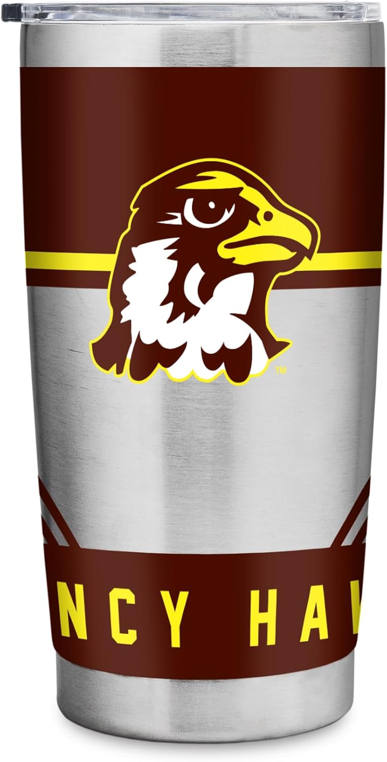 Rico Industries NCAA Quincy Hawks Standard 20oz Stainless Steel Tumbler with Lid - Great For Coffee, Tea, Water or Cocktails