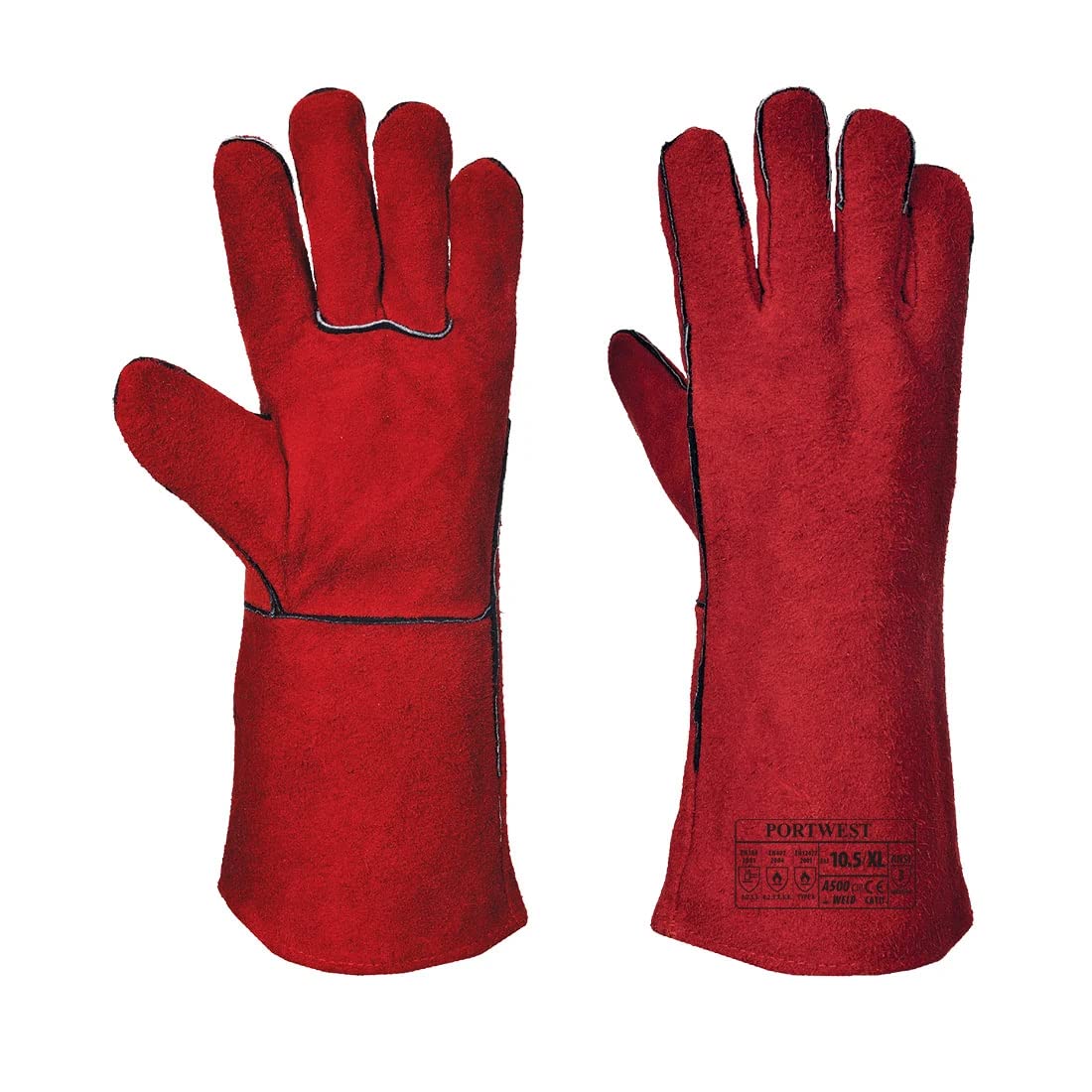 Portwest - 14" Welders Leather Gauntlet Glove (1 Pair Pack) - Red - 3XL