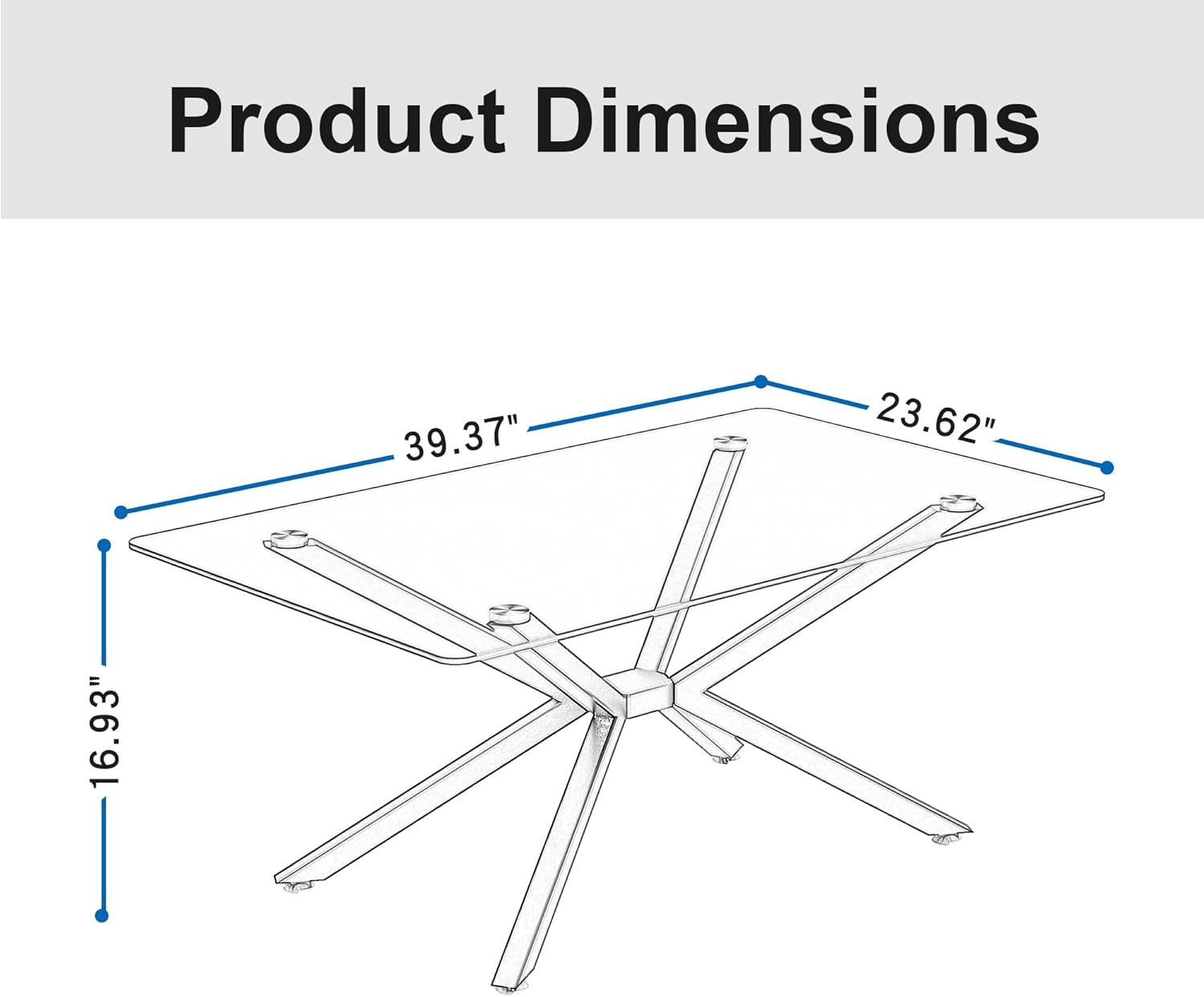 39.37" Modern Tempered Glass Coffee Table, Rectangular Coffee Table with Metal Legs, Adjustable Feet, Minimalist Center Table for Living Room, Easy to Assemble (Black)