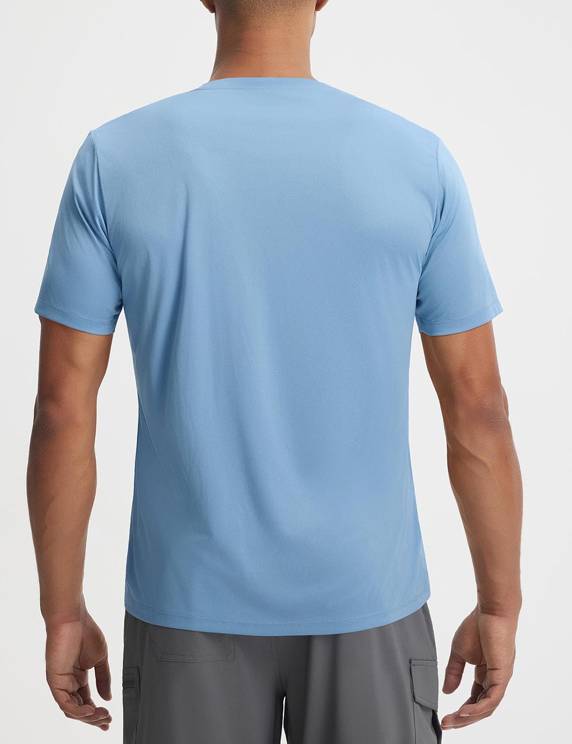 baleaf Sun Shirts for Men Protection Short Sleeve T-Shirts Swim Rash Guard SPF UPF 50+ UV Lightweight Hiking Heather Light Blue XL