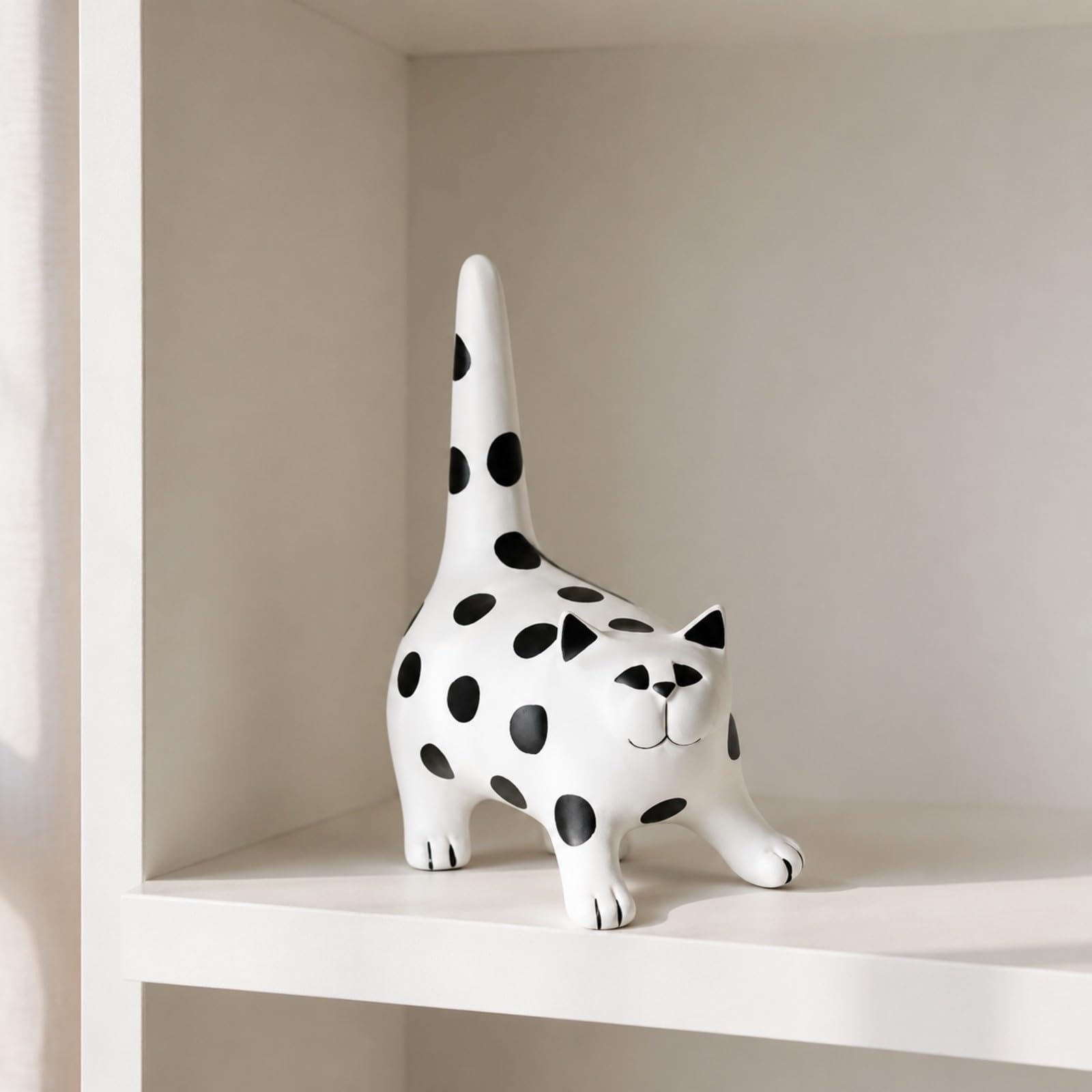Soprammobile a Forma di Gatto | Finitura Opaca Liscia, Statuetta a Forma di Gatto, Minimalista, Statua, per Tavolo, Libreria, dei, L