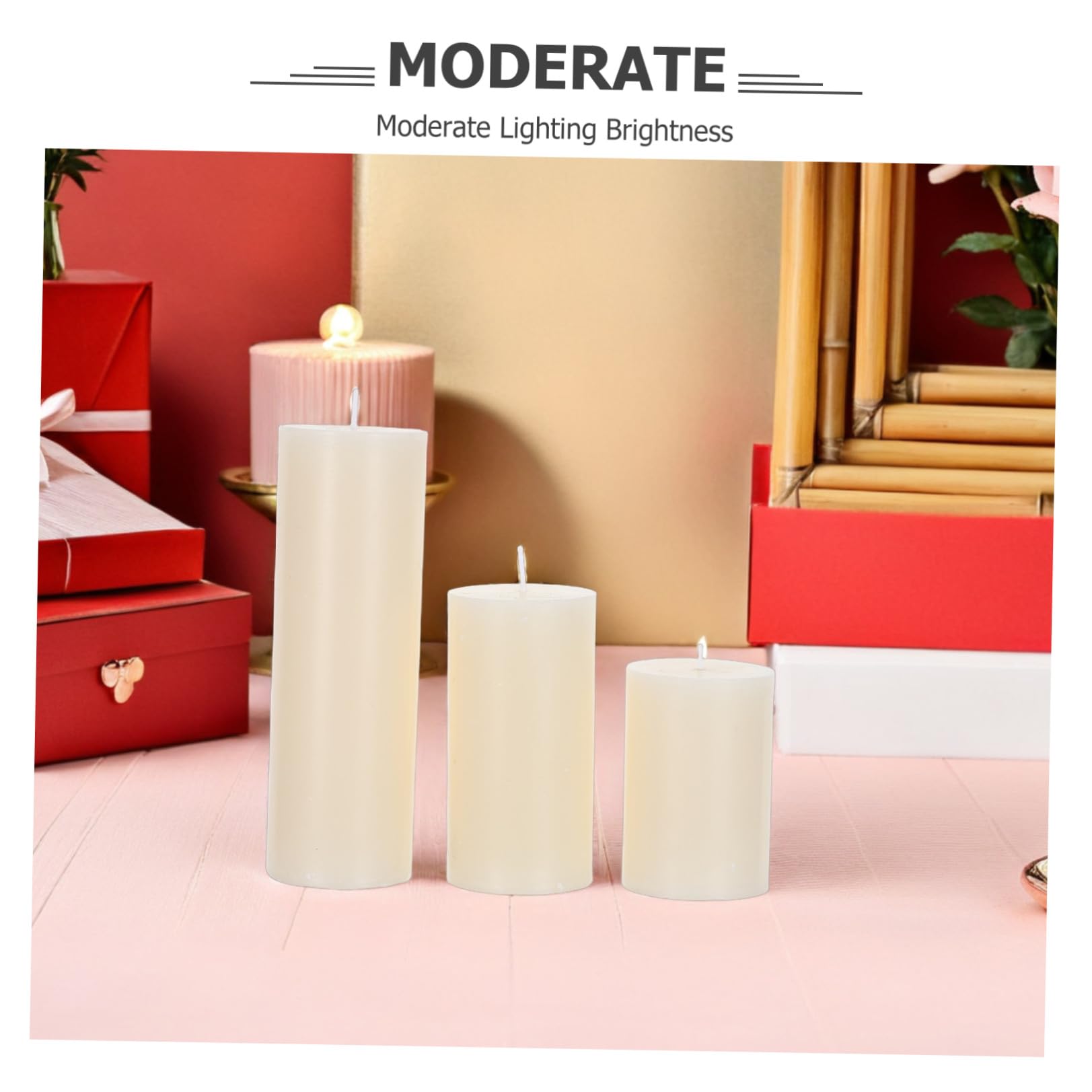 6 Pezzi Candele a Colonna Avorio Cilindriche senza Profumo