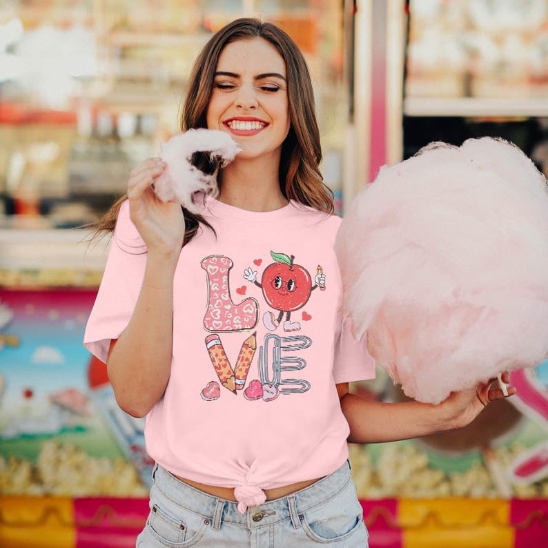 Valentine's Day Shirt Woman Love Valentine Teacher Shirts Love Heart Graphic Tshirt Casual Short Sleeve Tee Tops - Image 4