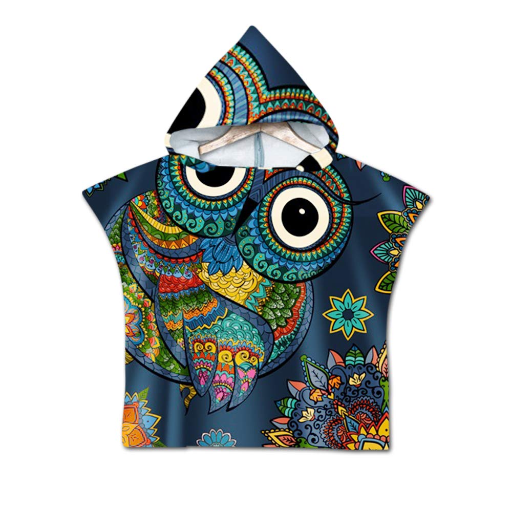 Treer Badeponcho Für Kids - 3D Wolf Design Mikrofaser Strandtuch Mit Kapuze