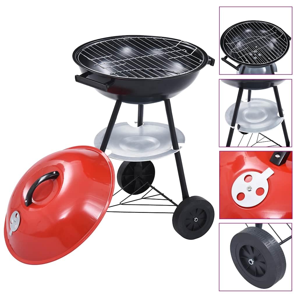 Dom Ogród, przenośny XXL grill węglowy BBQ z kółkami 44 cm