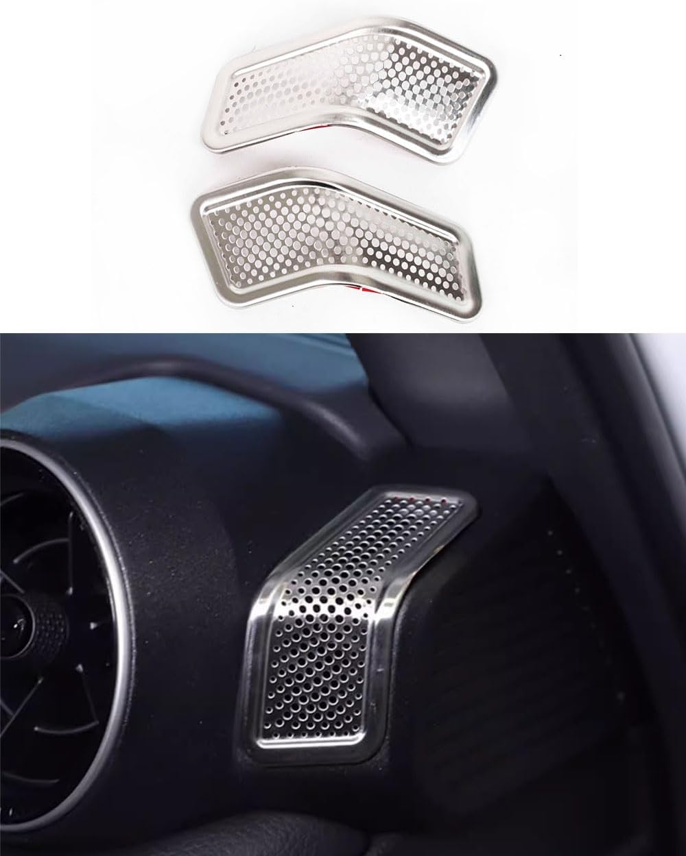 Car Accessories Fit for Toyota Land Cruiser Prado LC250 2024 2025 Stainless Interior Central Control Side Air Vent Outlet Cover Trim 2PCS Set(Silver Wire Drawing)